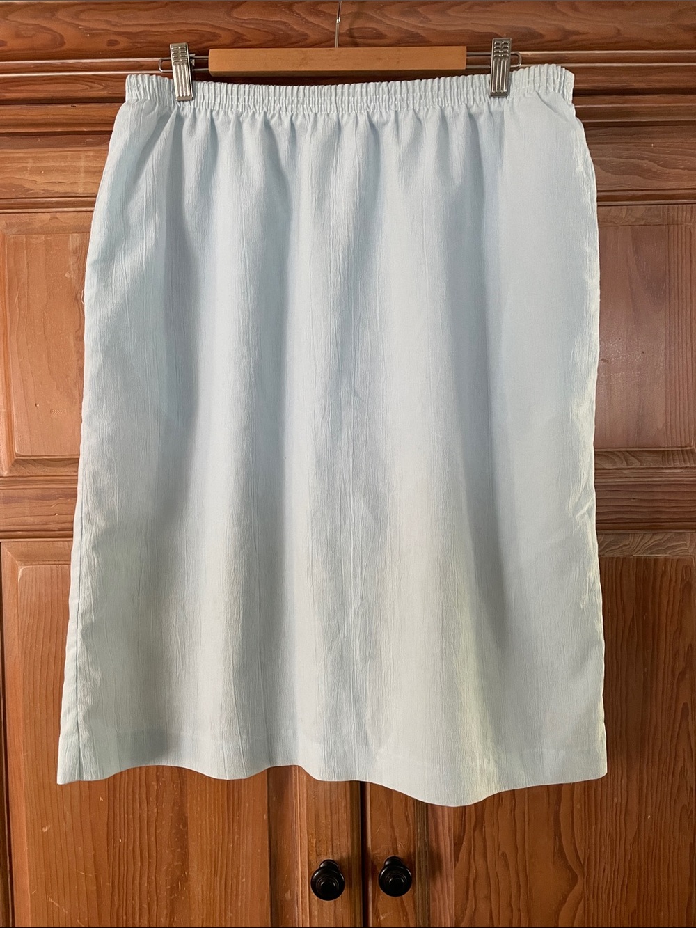 Light Blue Vintage Elastic Waist Midi Skirt